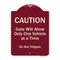 Signmission Designer Series-Caution Gate Will Allow One Vehicle Time Do Not Tail, 24" x 18", BU-1824-9861 A-DES-BU-1824-9861 - alternate 1